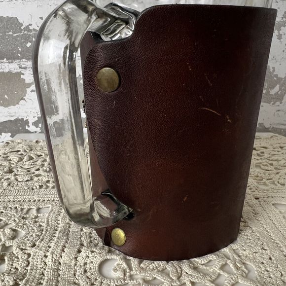 Vtg Noymer Beer Mugs Leather Covers Snap On EPluribus Unum America Eagle Barware - Picture 15 of 16